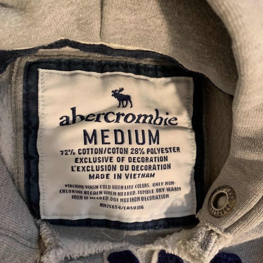 Vintage Y2K Abercrombie & Fitch Gray Pullover Hoodie Sweatshirt Preppy Juniors M - Picture 8 of 9
